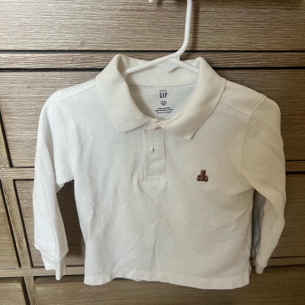 Baby Gap Kids Cream Long Sleeve Polo